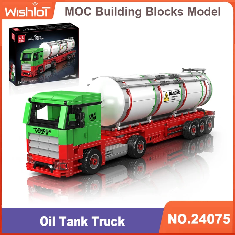 

Mold King 24075, модель грузовика с масляным баком, 556 шт., набор строительных блоков, мини-мирская серия, DIY кирпичи, игрушки для детей, подарки