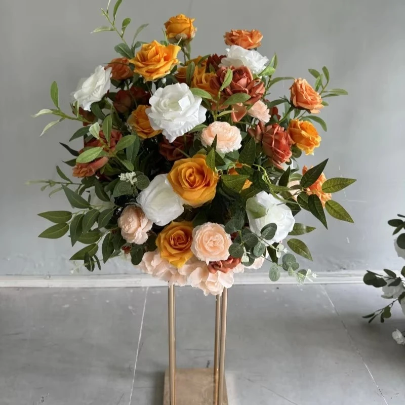 

High Quality Artificial Red Roses Wedding Silk Flowers Arrangements Modern Style Flower Ball Centerpieces for Decoration