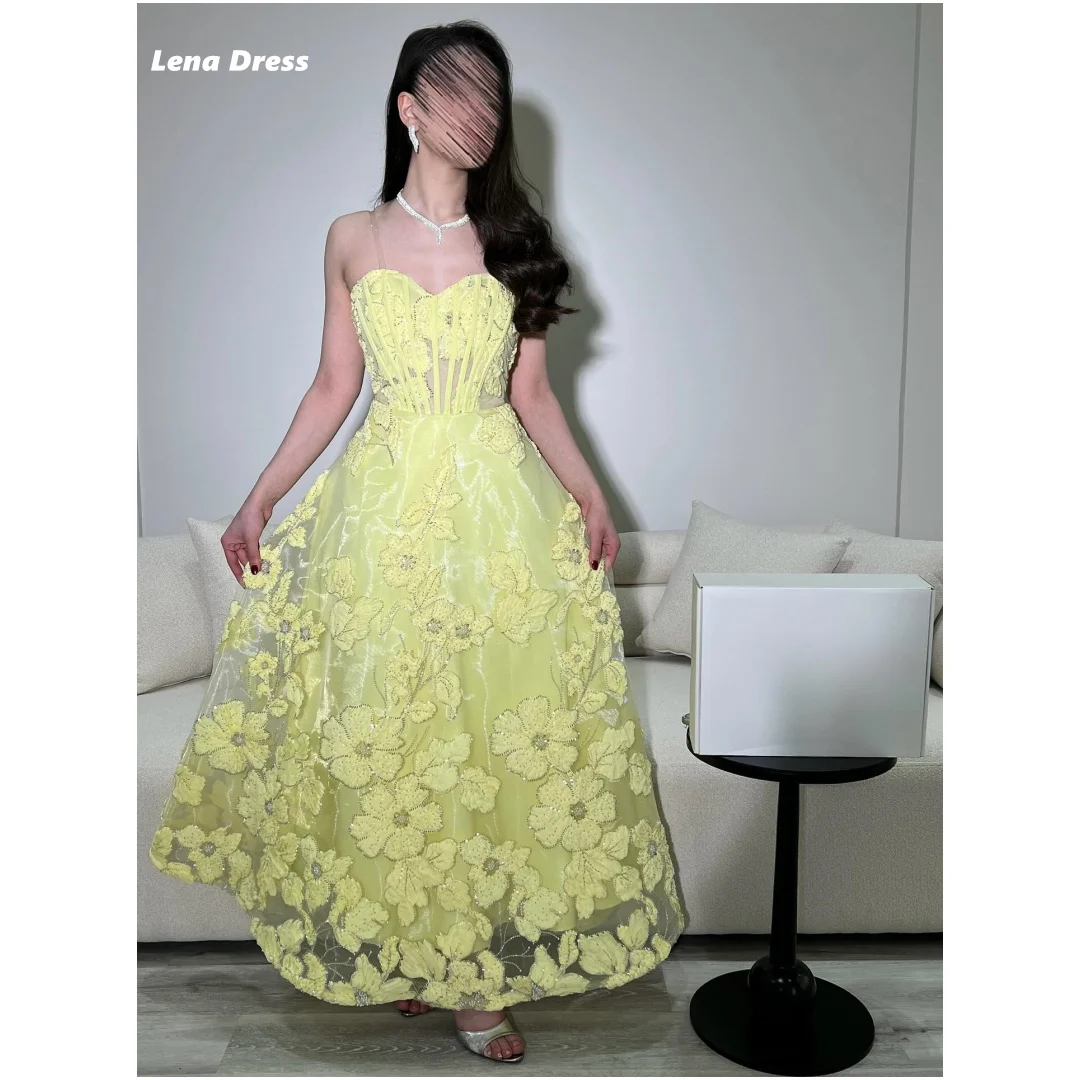 

Yellow Evening Dresses for Special Occasions Customized Luxury Women Evening Dress Woman Floral Lace Women's Prom Dress 2025