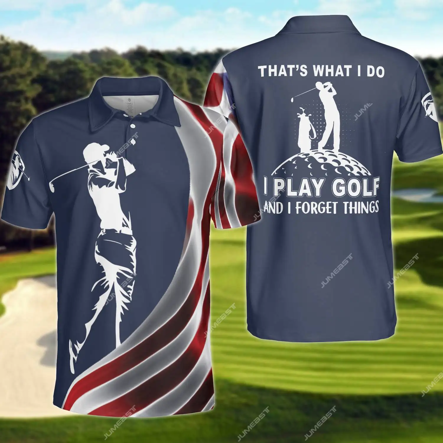 Jumeast Golf Flag Swing Swear Look For Ball Repeat Polo Shirts American Flag Beer Drinking Blue Custom T Shirts Grandpas Clothes