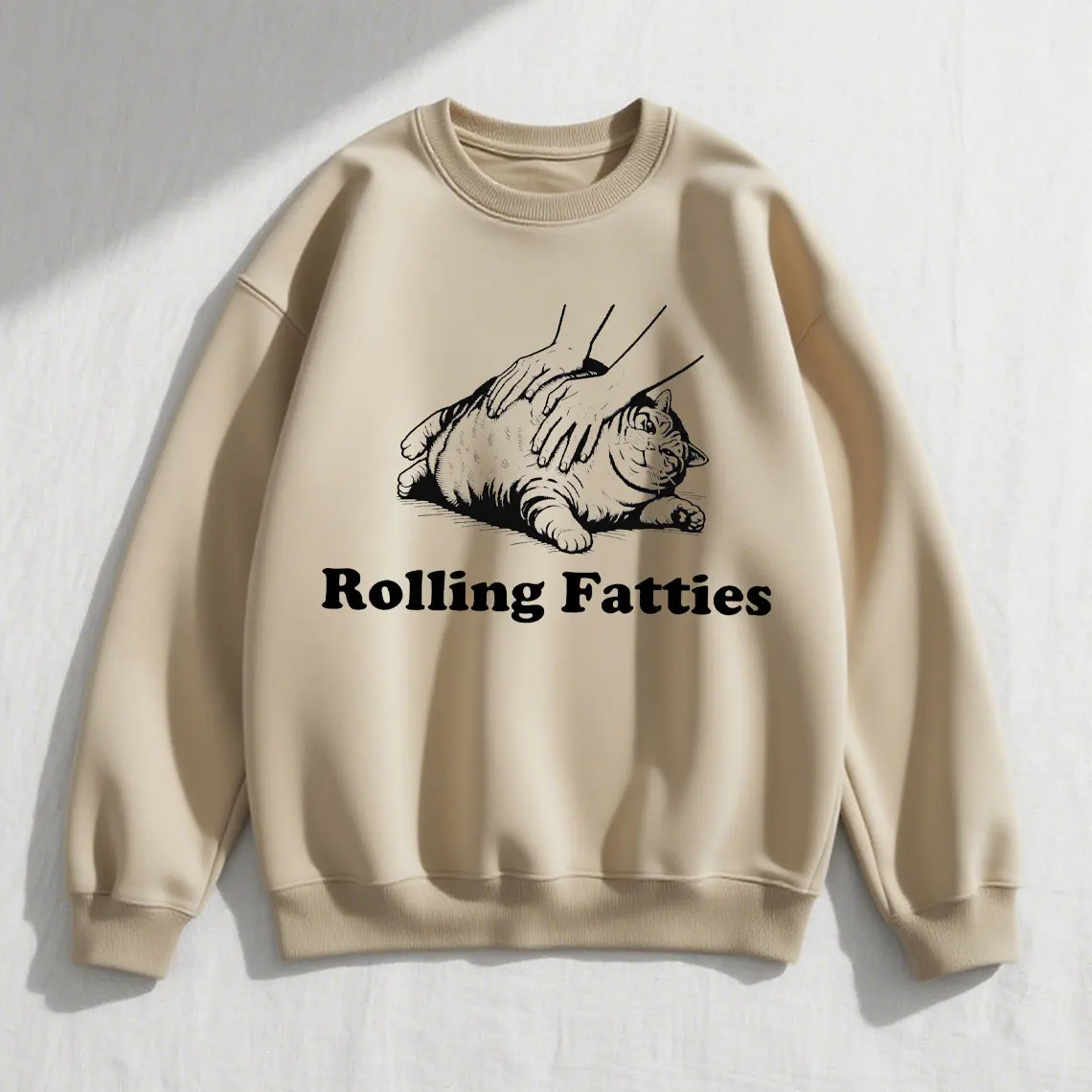 Cat Shirt Funny Rolling Fatties Graphic T-Shirt Unhinged Cat Lovers Gift Cute Fat Cat Sweatshirt Hoodie Tee for Women Men Casual