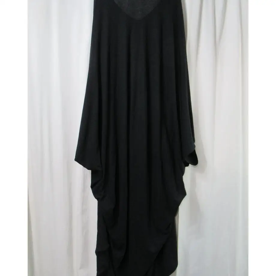 TOP-YAMAMOTO ® Black V-neck Long-Sleeved Shirt Dress Flowing and Loose Retro Style Women's Evening Dress