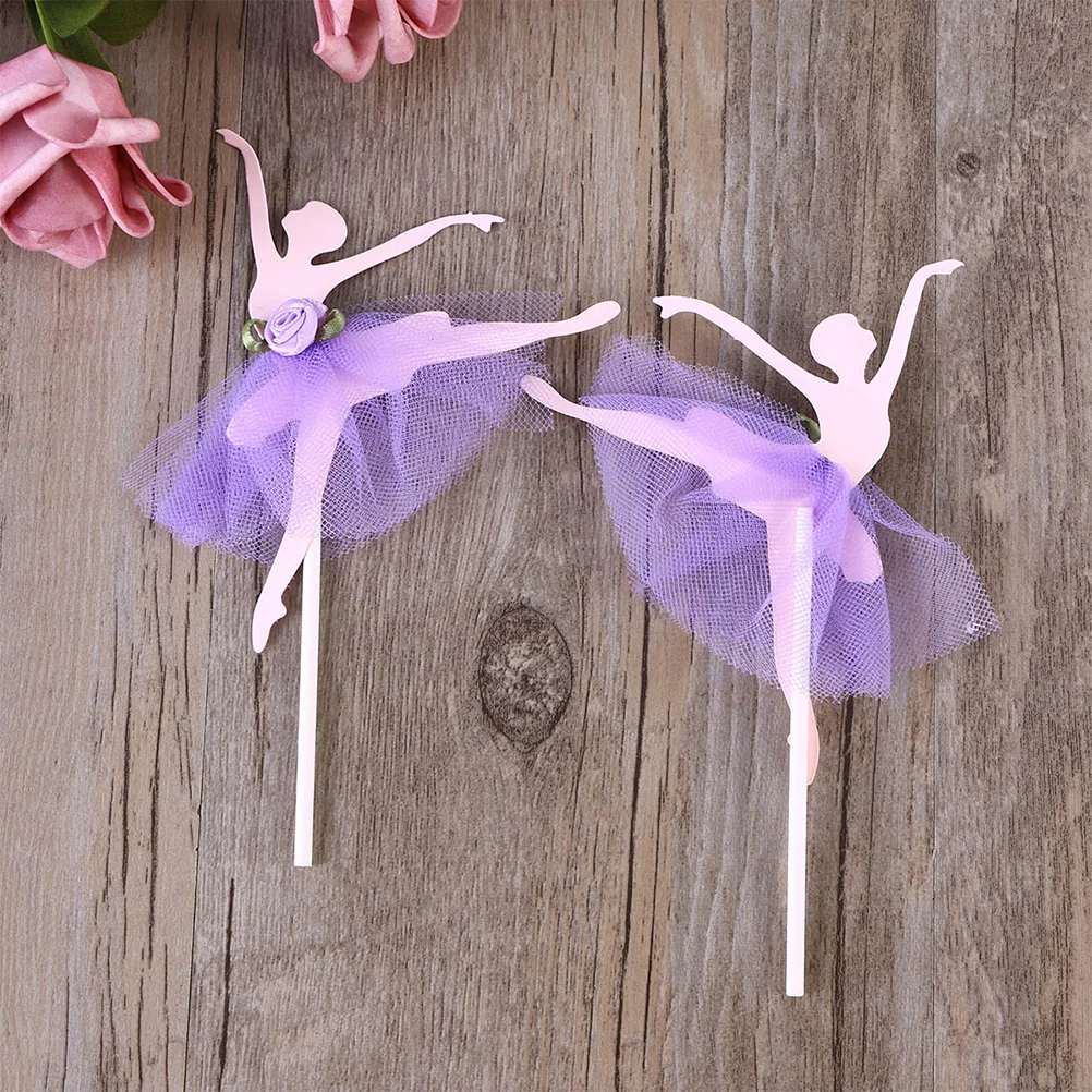 10pcs Gauze Skirt Girls Cupcake Topper Cake Decoration Party Supplies for Bridal Shower Birthday (Purple)