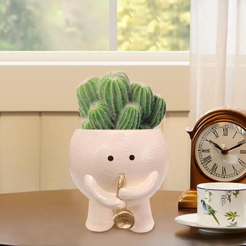 Cute Plant Pot Multifunctional Plant Pots 12.5x11.3cm/4.92x4.45 Inches Smiling Plant Pot Multifunctional Succulent Pots For