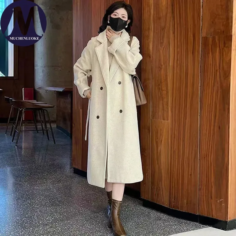 

Coats for Woman Autumn Winter New Elegant Long Sleeves Woolen Suit Jacket Korean Fashion Casual Loose Thickened Insulation Coat