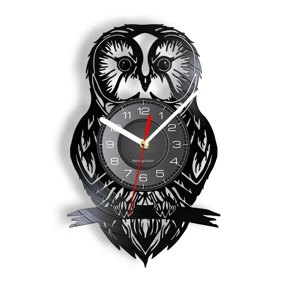 Owl Artwork Vinyl Record Wall Clock Owl Decor Bird Gift for Kids Animal Lovers Vintage Home Living Kids Room Nursery Wall Decor