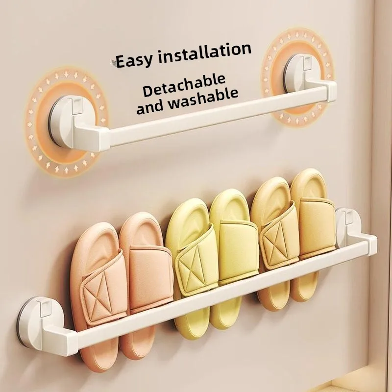 

Bathroom Wall-Mounted Shoe Rack Drainage Toilet Storage Shelf No-Drilling Required Space Saving Aluminum Alloy Organizer