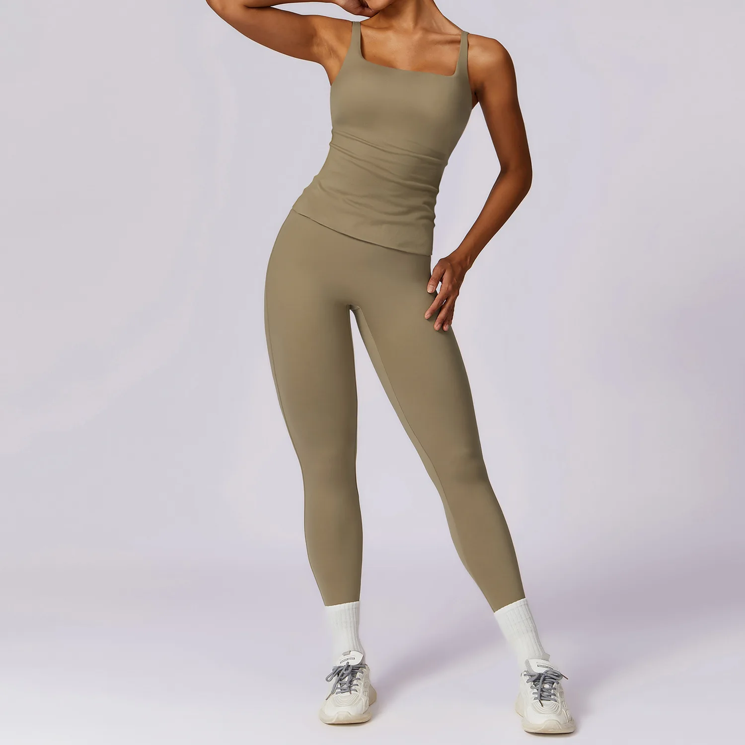 Women Tracksuits Yoga Set 2PCS Workout Sportswear Gym Clothing Fitness Long Sleeve Crop Top High Waist Leggings Sports Suits