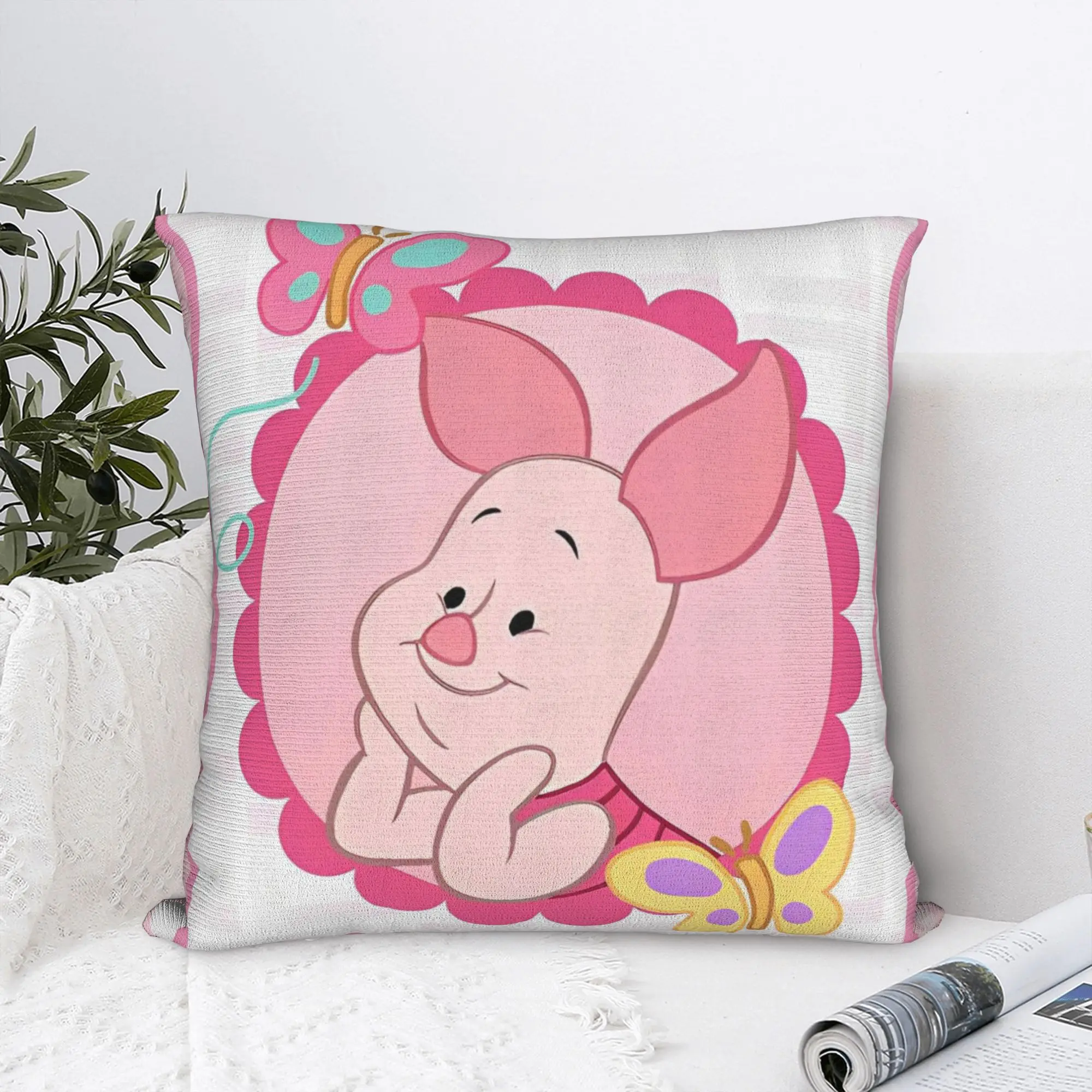 Cute Piglet Winnie the Pooh Square Pillowcases Polyester Car  Cushion Case Cool Home Decoration Pillowcase 45*45