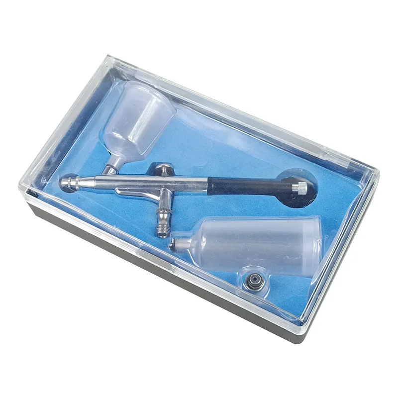 Kit de aerógrafo de doble acción de 0,3 mm con tres tazas diferentes (20CC,40CC) Juego de aerógrafo portátil para maquillaje, artes comerciales
