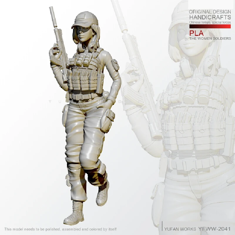 

1/24 Pla Female Special Forces Resin Model Figure Gk Micro Miniature 3d Printed White Model Toy Unassembled And Unpainted Kit