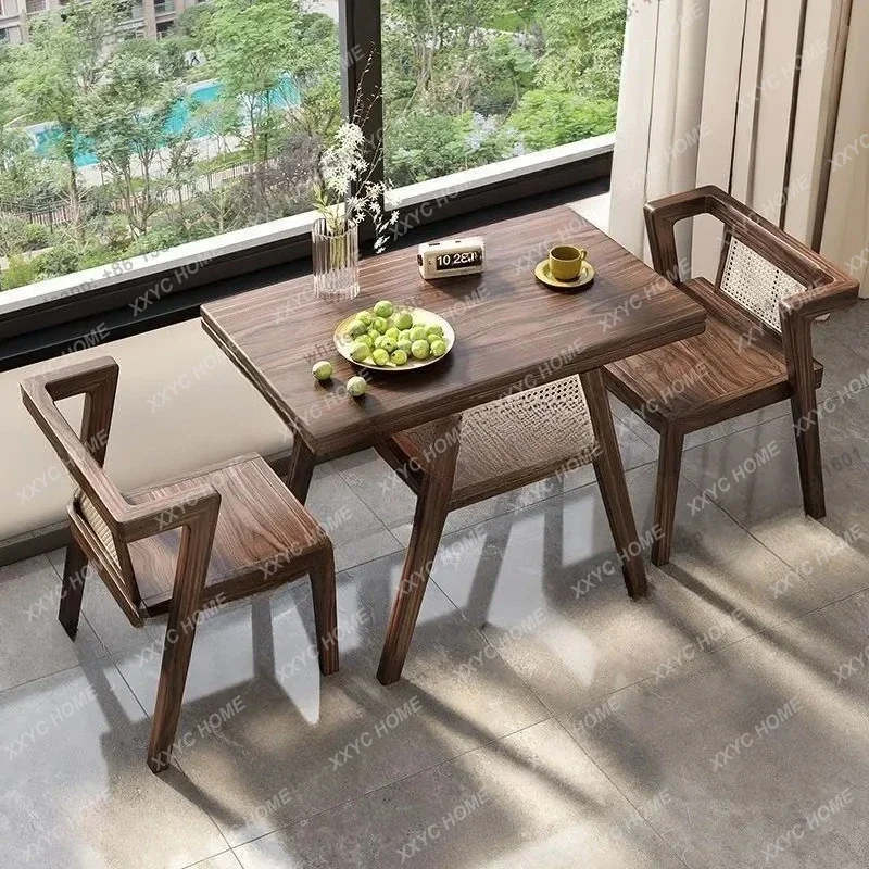 

L New two-chair tea table, solid wood small combination, one table and two chairs three-piece set