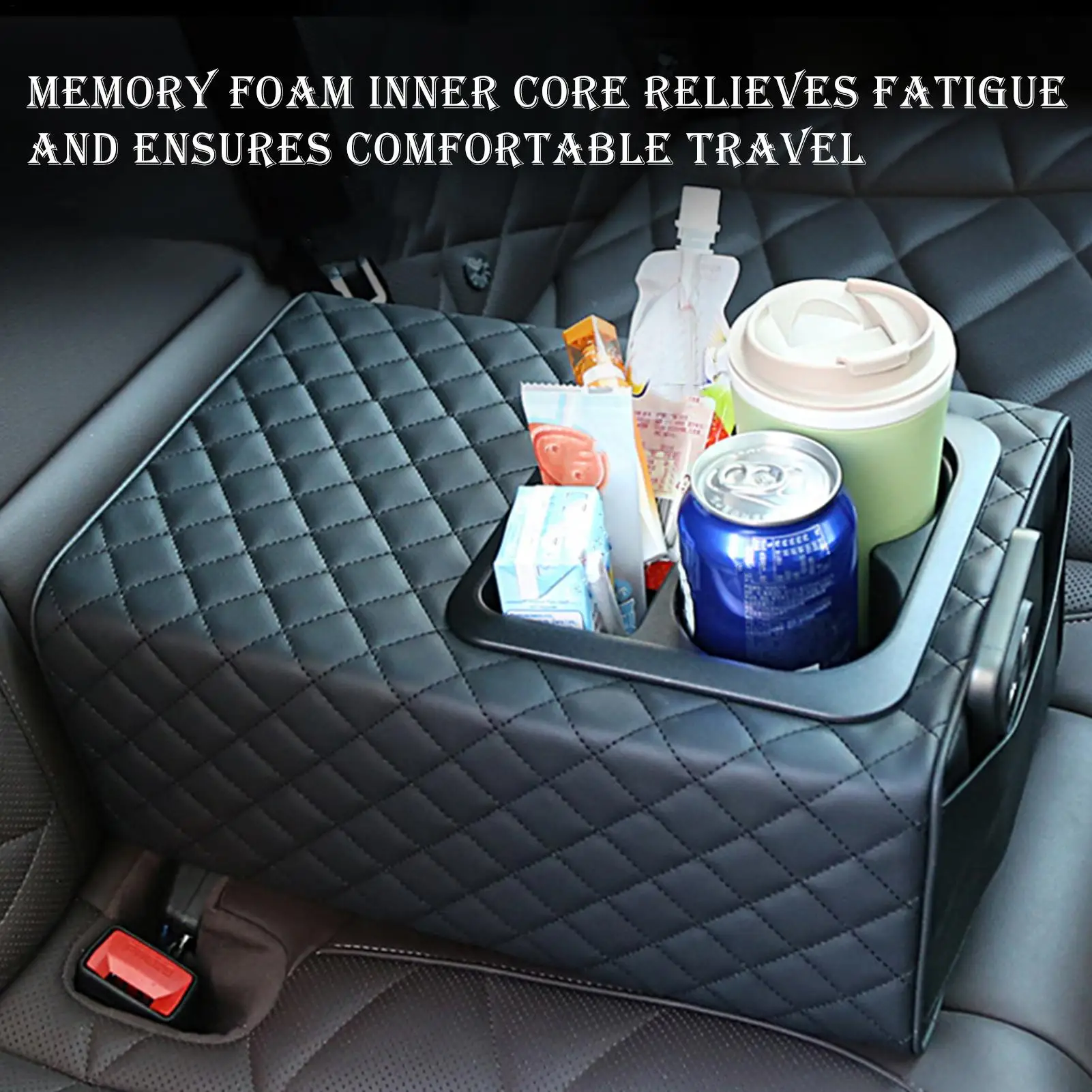 Car Rear Seat Armrest Automotive Interior Storage Organizer with Cup Holder 2 Row Backseat Center Console for SUV Truck Sedan