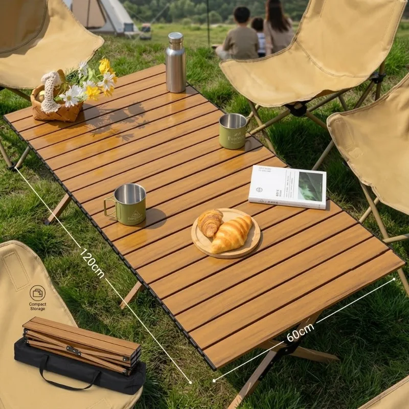 Mesa plegable portátil para preparar rollos de huevo, de 60/120 cm, ideal para acampar al aire libre, picnics, barbacoas, como mesa auxiliar, para tiendas de campaña, la playa, el jardín o como mueble para vehículos re