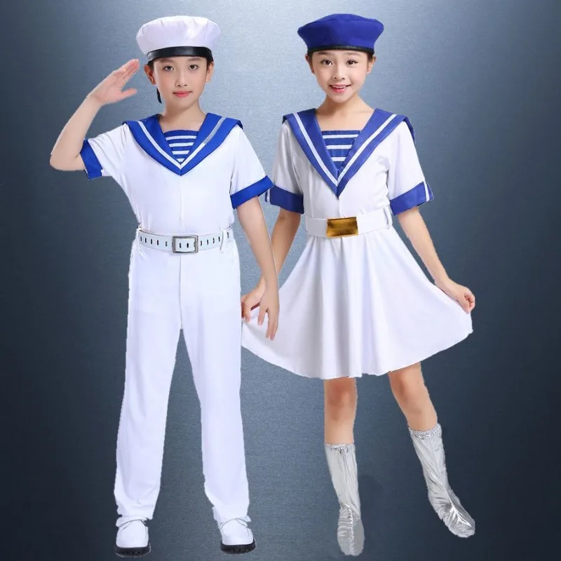 

Sailor Costume Athletic Event Choral Uniforms School Stage Performance Children Clothes Girls Dress Boys Full Set Outfit