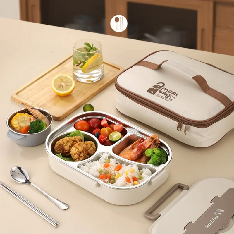 

Stainless Steel 1000mL Compartment Lunch Box Insulated Lunch Box Office Worker Student Sealed Portable Bento Box Food Container