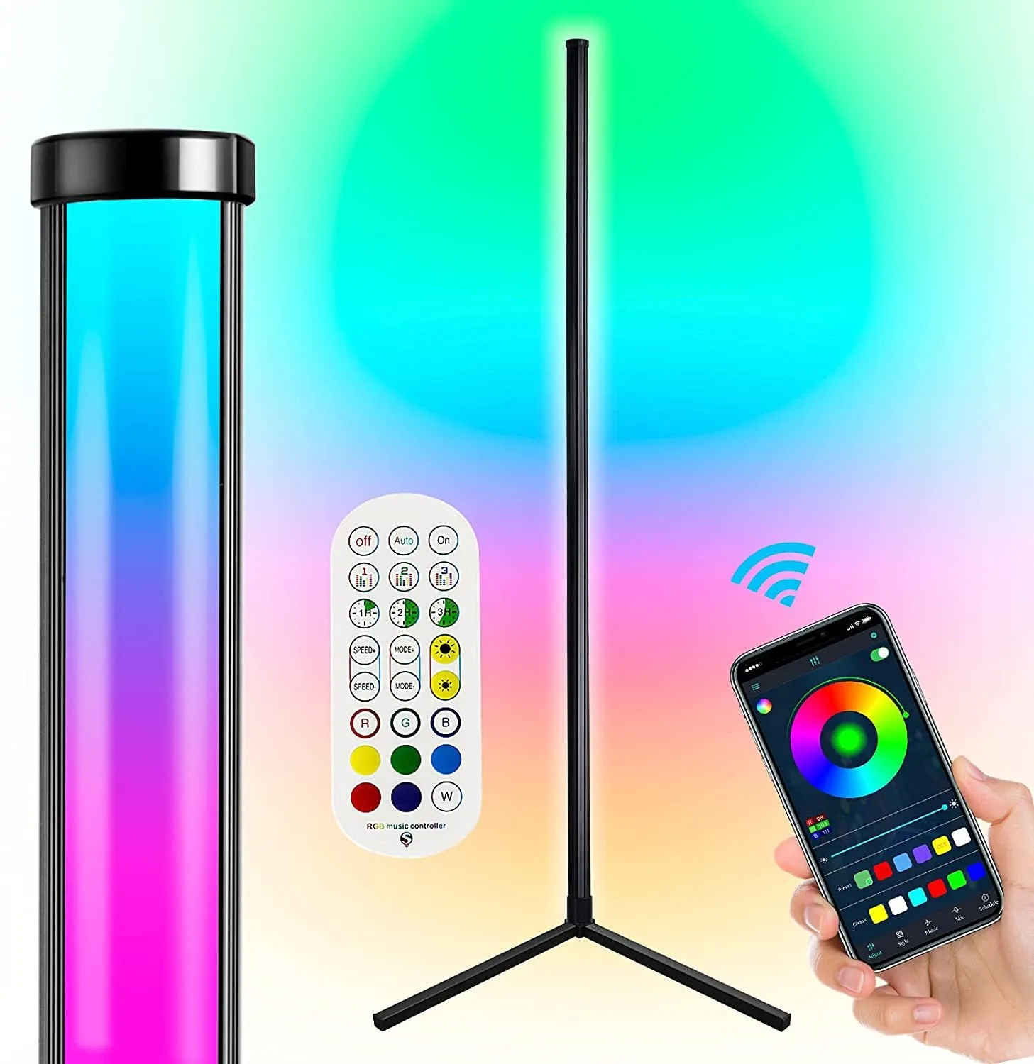 Smart App LED Corner Standing Divisible  Floor Light For Room Atmosphere Holiday Party Wedding Hotel Villa Bar Event