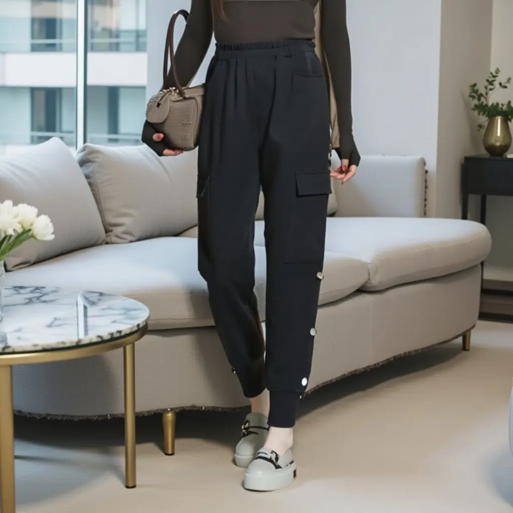 

plus Size Women's Autumn Winter Korean Style Slimming Leggings Cargo Pants Harem Casual Clothing for Fat Mm Sisters 150kg