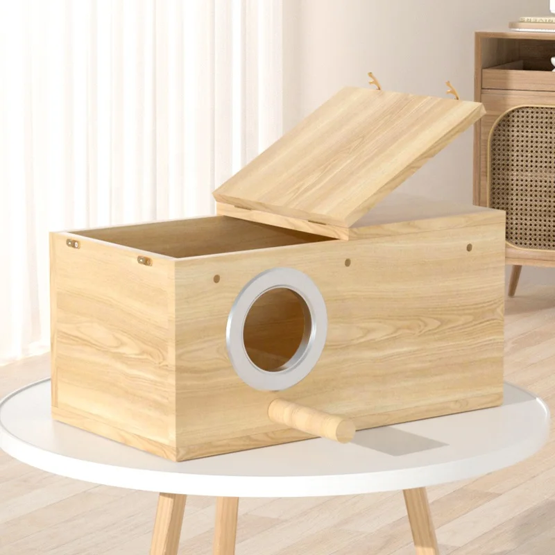 Multi Sizes Wooden Breeding Bird Nest Parrot Canary Wood Breeding Box For Bird