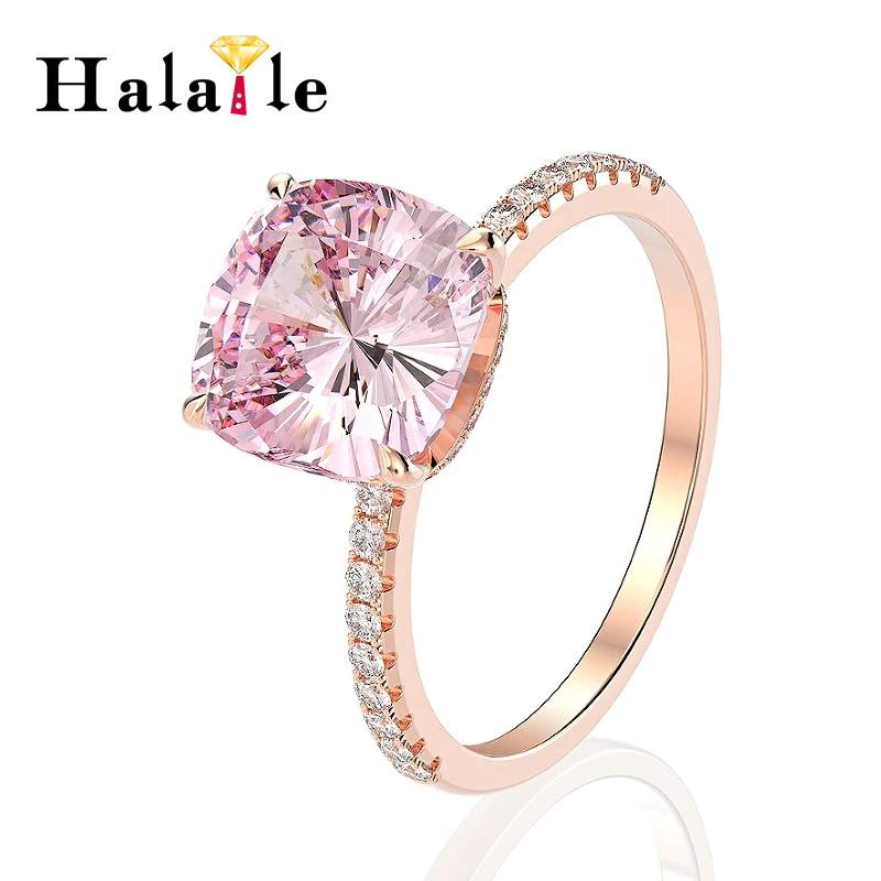 

Halaile S925 Стерлингового Серебра Циркон Ювелирные Изделия Высокоуглеродистый Бриллиант Розовый Драгоценный Камень Кольцо Изящные Ювелирные Изделия Женщины Вечеринка Свадьба Модный Подарок