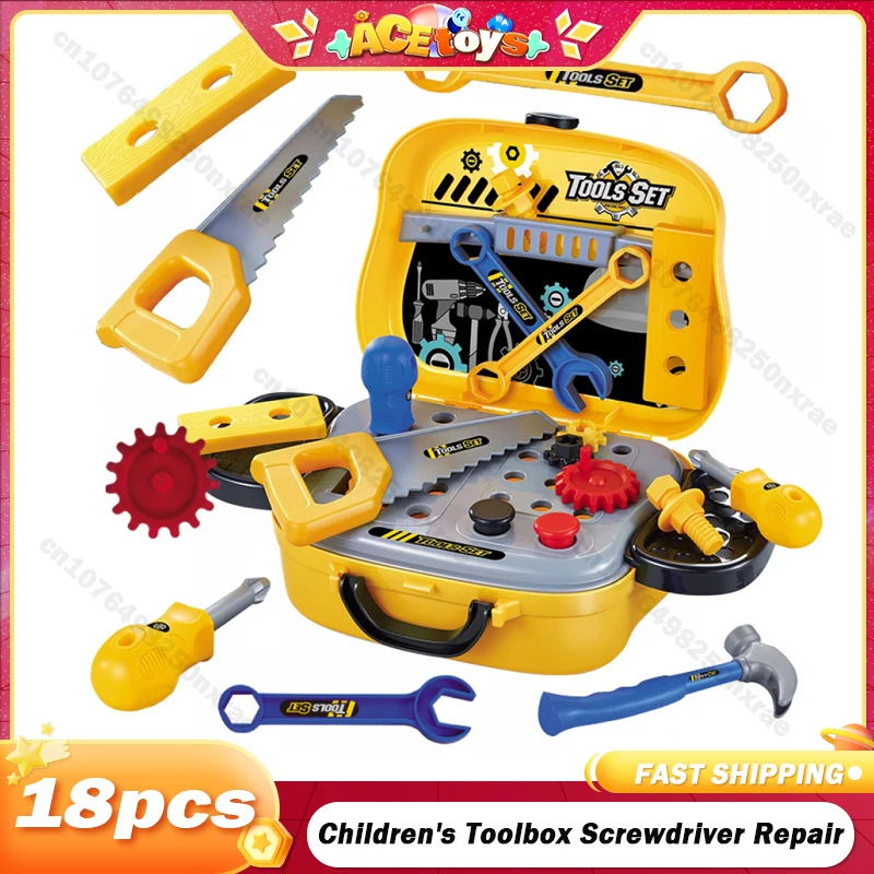 

Kids Tool Set 18Piece Play House Children's Toolbox Toy Screwdriver Repair Tool Table Dismantling Pretend Play Christmas Gifts