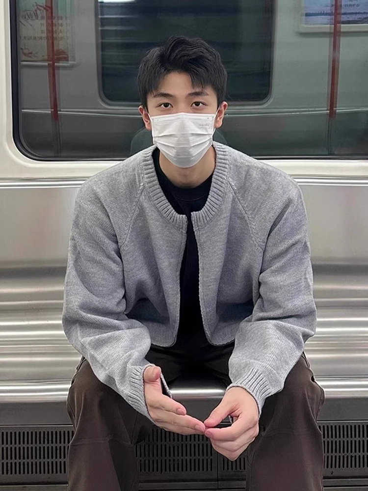 

Мужской вязаный свитер-кардиган с круглым вырезом, повседневный, осенне-весенний, высококачественный, в стиле кэжуал, модная мужская одежда