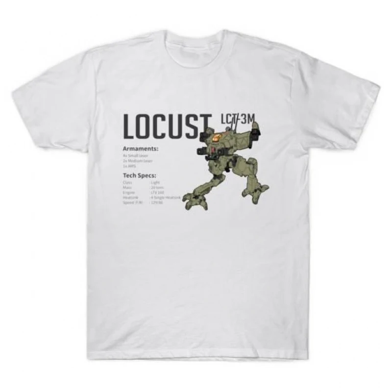 

Locust LCT-3M Mechwarrior MWO Mech Combat Video game RPG Gift t shirt Battletech Graphic clothes Short sleeve All size tops