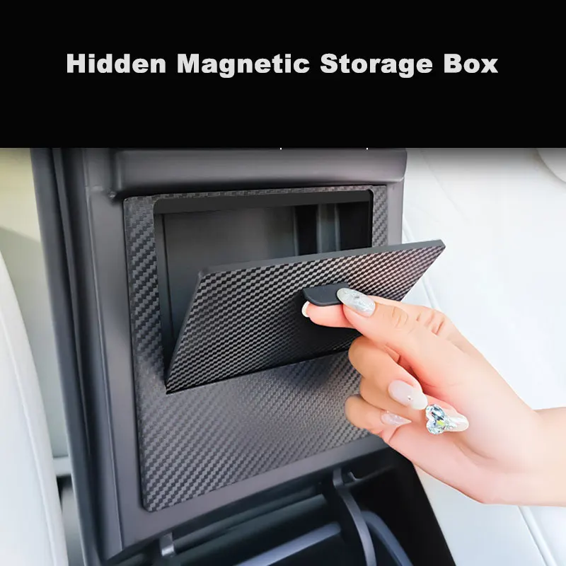 

For Tesla Model 3 Model Y Accessories Carbon fiber pattern Center Console Organizer Armrest Storage Box Holder Interior