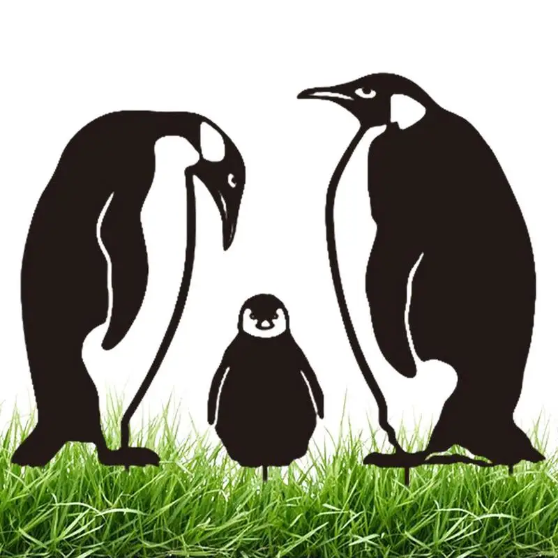 

Black Silhouette Yard Stakes Animal Silhouette Garden Stake Black Penguin Shaped Yard Decoration Penguin Statue For Outdoor Yard