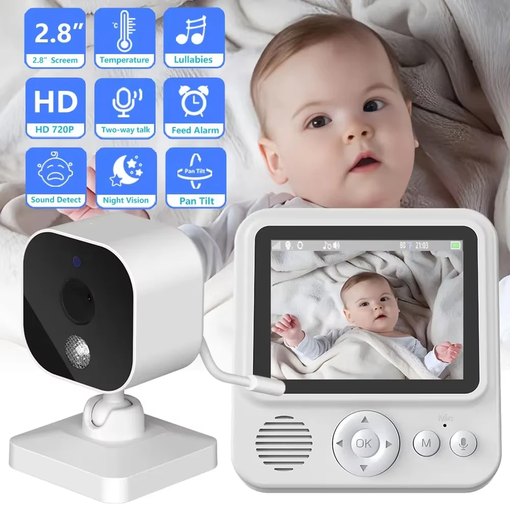 

2.8 Inch Video Baby Monitor 720P Baby Surveillance Camera Auto Night Vision Two Way Intercom Babysitter Security Nanny Camera
