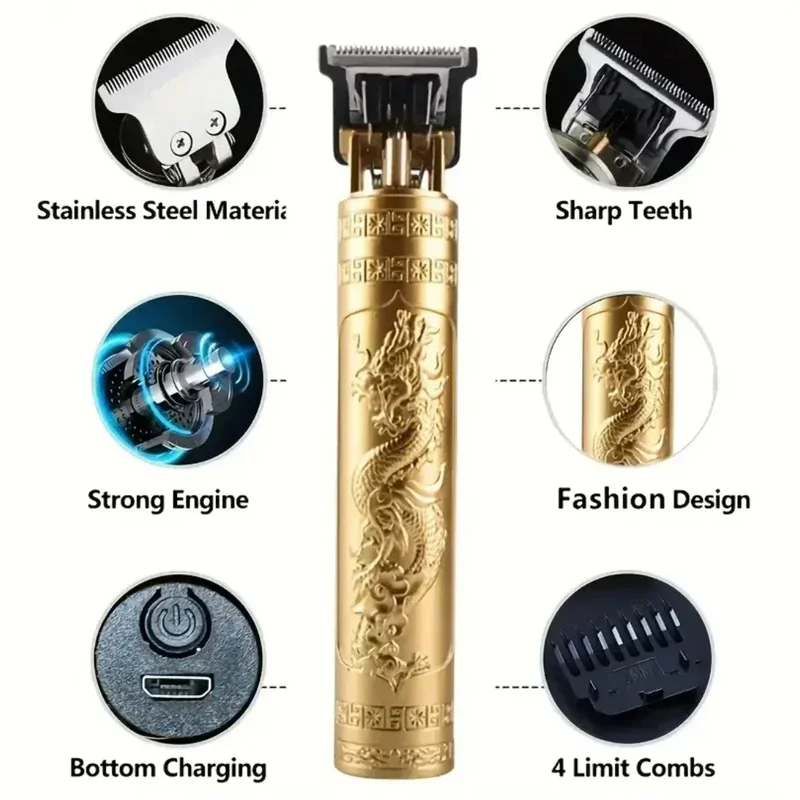 T9 Vintage Hair Clippers for Men Electric Beard Trimmer Kit Body Hair Shaving Barber Machine - Hair Cutting And Grooming Tool image 4