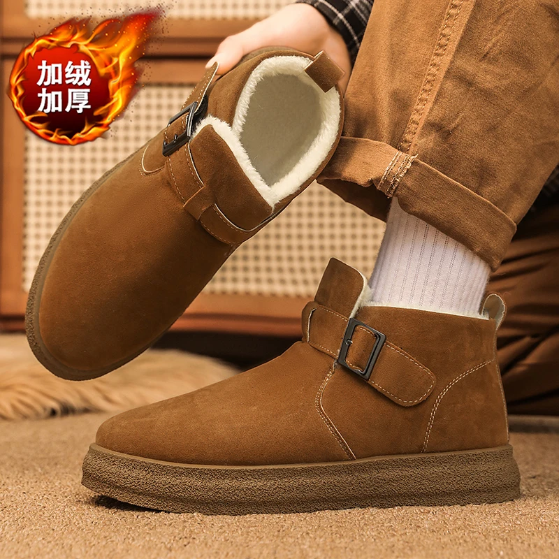 أحذية الثلوج الشتوية للرجال 2025، مبطنة بالفرو الصناعي ومقاومة للماء، مضادة للانزلاق لخروج الحضرية غير الرسمية