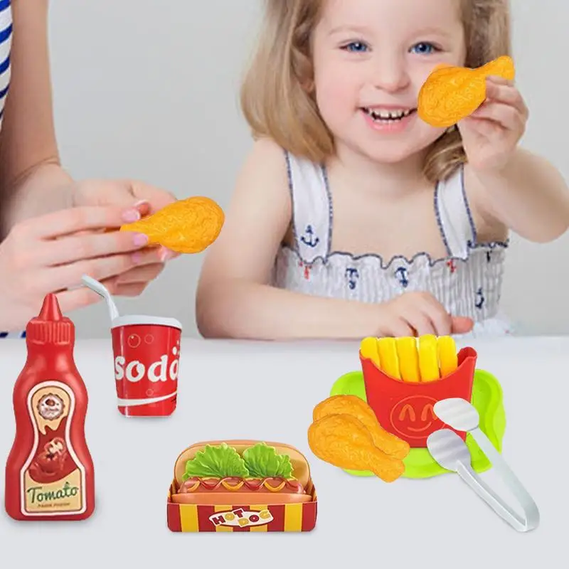 Juego de comida rápida, utensilios de cocina, juego de simulación, juguete de cocina, juego de simulación, accesorios de cocina divertidos para niños para Pascua