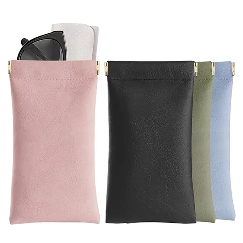 PU-Leder Quetsch-Brillenetui Tragbare Sonnenbrillentasche Kratzfeste Brillenaufbewahrungstasche Handy-Etui Brillenorganizer