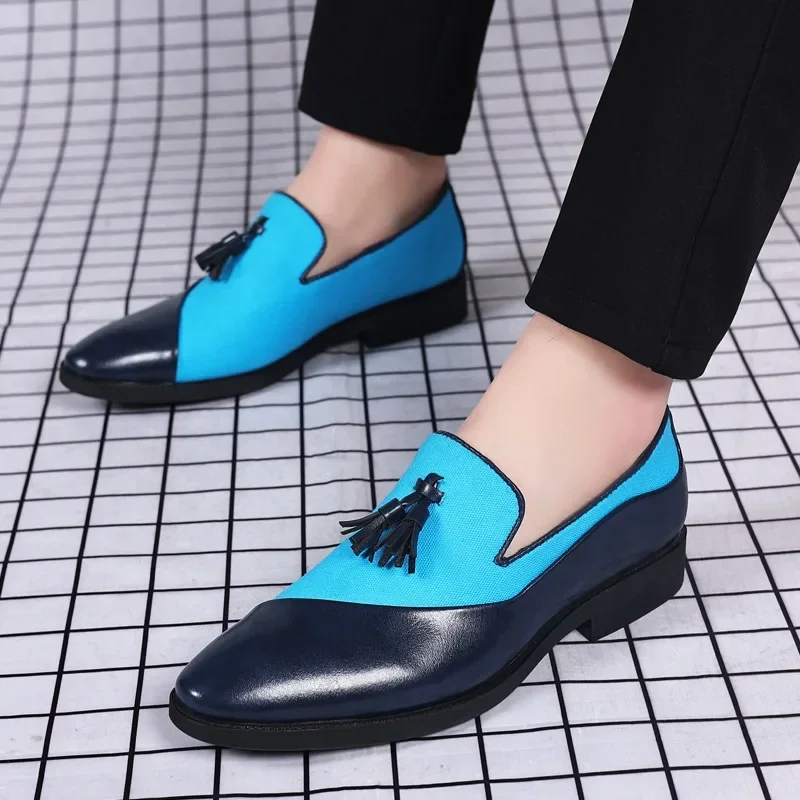 Mens Dress Shoes 2024 New Casual Leather Shoes Men Business Dress Leather Shoes Trend Versatile Loafers Pointed Toe Slip-On
