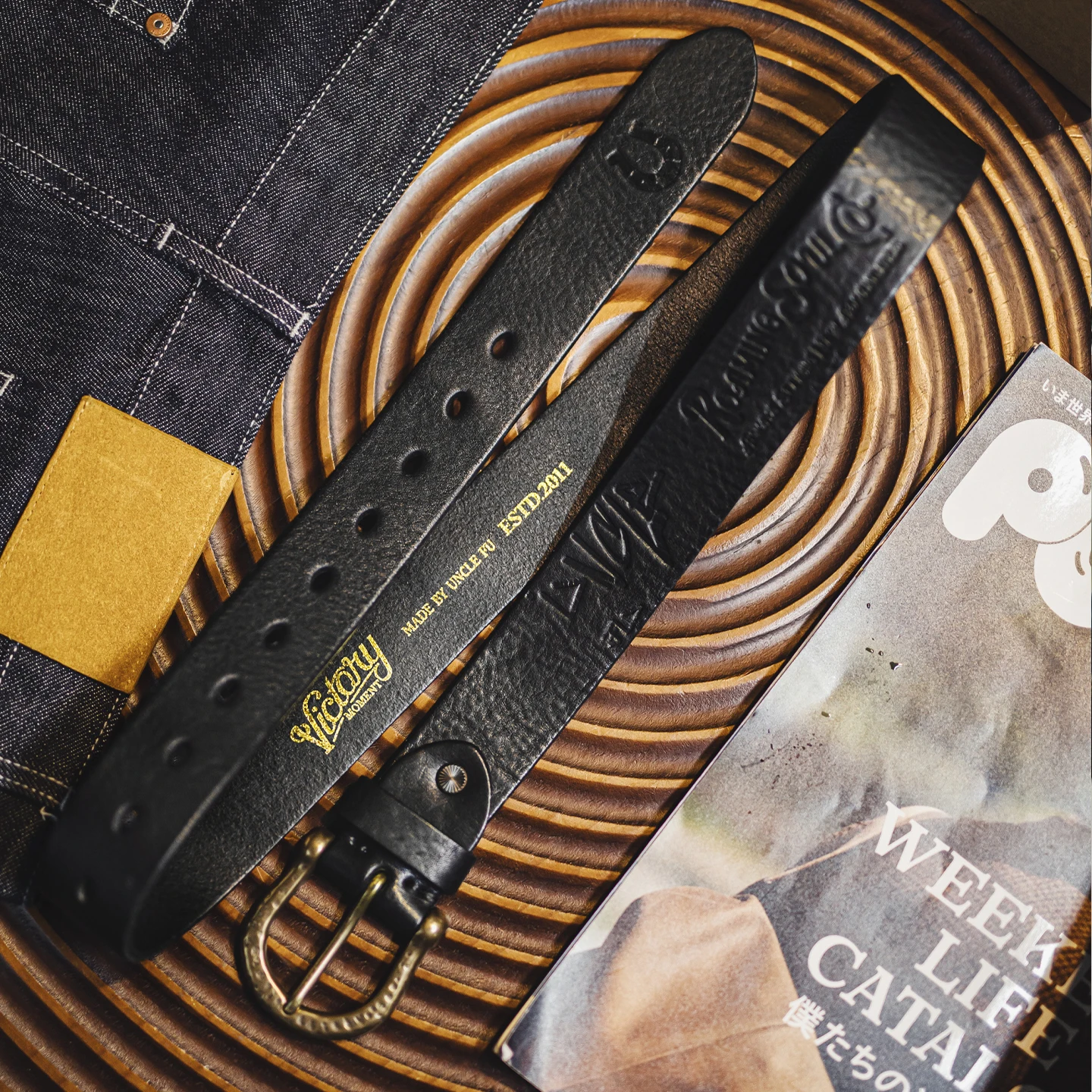 Maden Male Genuine Leather Belt Vintage Hammered Brass Buckle Single Prong Jeans Belt Casual Durable Waist Strap Men's Belt
