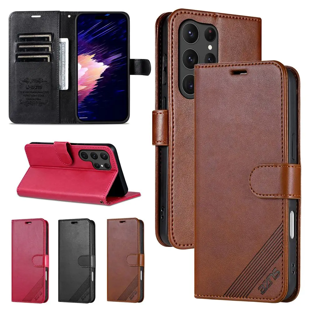 Flip Ledertasche für Samsung Galaxy S25 Ultra Edge S4 Plus S23 Fe S22 S25U S24U S23U Brieftasche Fall Bargeld Karten Slots Telefon Abdeckung