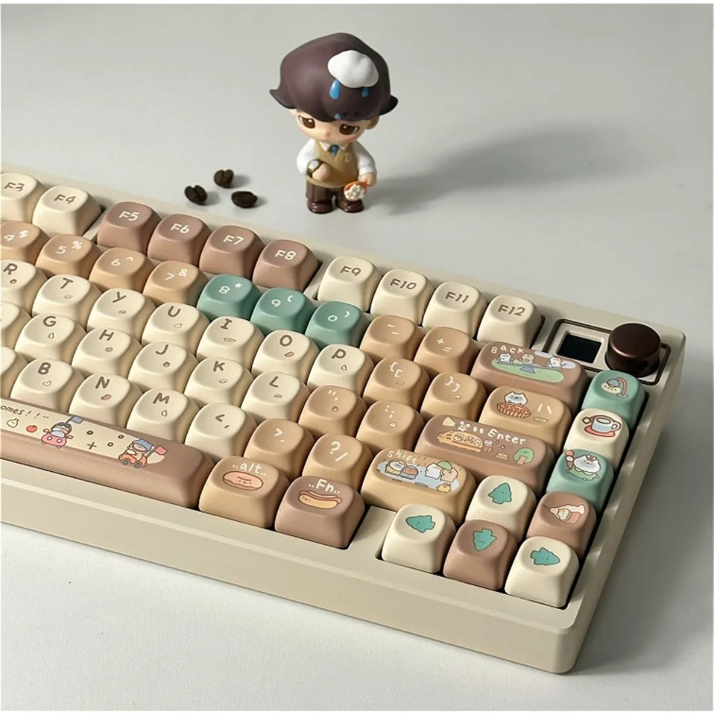 PBT Keycaps 131 Keys XOA Height, Cocoa Milk Keycaps, Hot Sublimation, For Cherry MX 104/87/61 Mechanical Keyboards