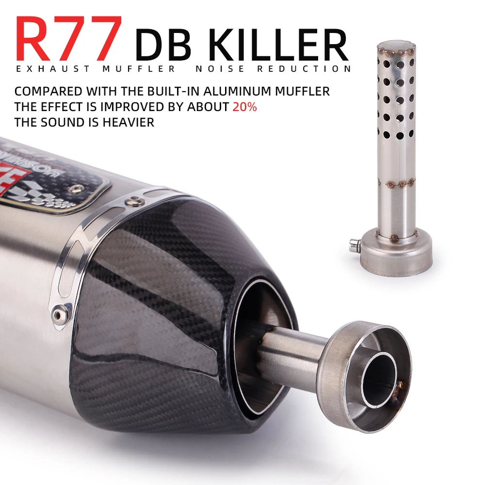 For Original Yoshimura R77 Exhaust Pipe Catalyst Escape Silencer Silenciador muffler plug 49mm Removable DB Killer