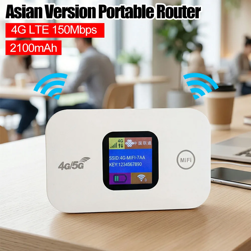 

Беспроводной маршрутизатор 4G LTE, Wi-Fi роутер 150 Мбит/с, мини-роутер 4G, слот для SIM-карты, портативная точка доступа, 2100 мАч, цветной LED-дисплей