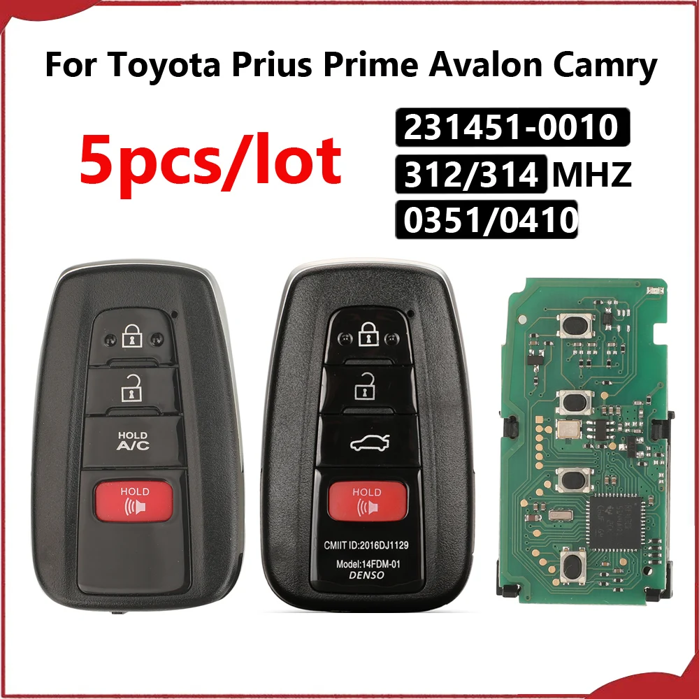 Jingyuqin New 5px Key 0351/0410 P4=A9 312/314Mhz 06220/06240 HYQ14FBE/14FBC For Toyota Prius Prime Avalon Camry Hybrid 2018-2021