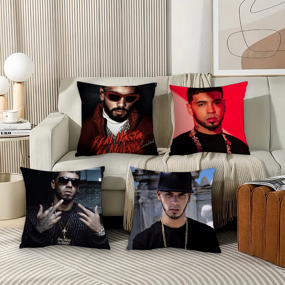 Funda de almohada AA de rapero A-Anuel, cojines de oficina adecuados para sofá, coche, dormitorio, funda de cojín decorativa