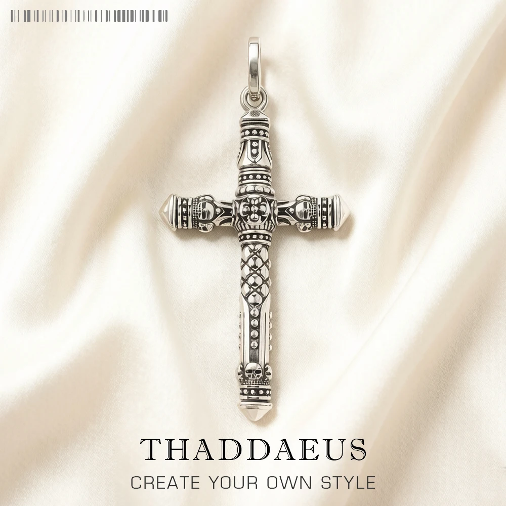 Anhänger Außergewöhnliches Talisman-Kreuz Neuer Schmuck 925er Sterlingsilber Handgefertigte Accessoires Vintage-Geschenk für Männer Frauen