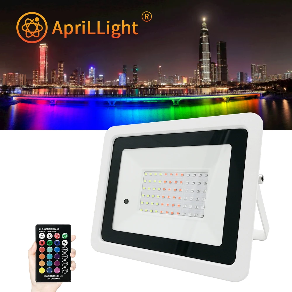 LED RGB Spotlight IP68 Waterproof Outdoor Lighting 20W 30W 50W 100W Remote Control Light Color Garden Decoration Floodlight.