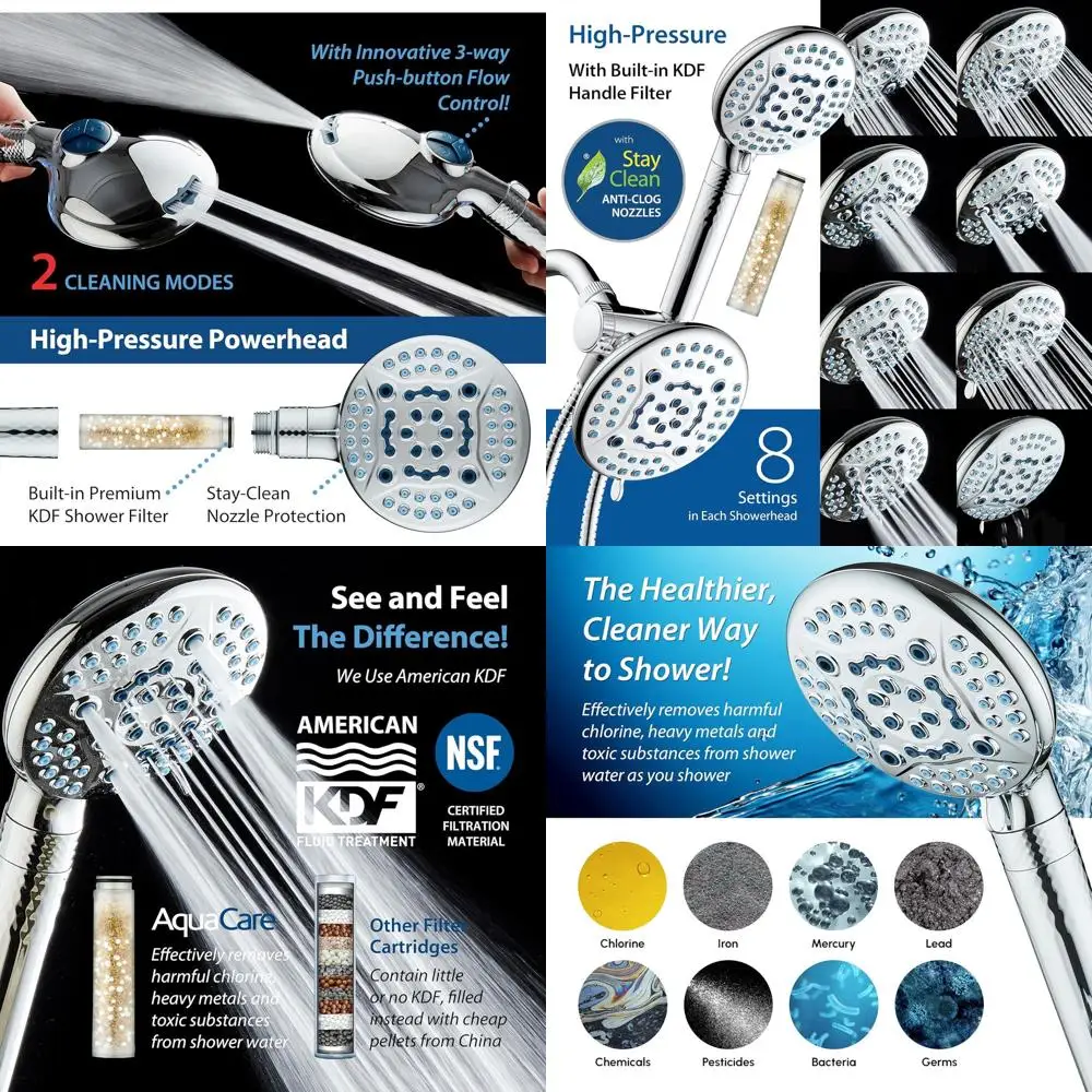 

6-Way Dual Shower System with Filter & Power Wash - Purify Water, Clean Surfaces, and Bathe Pets