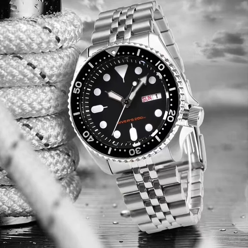 سوار فولاذي غير قابل للصدأ لـ Seiko SKX007 SKX009 SKX011 حزام بديل ذو نهاية منحنية مع أداة 20/22 مللي متر سوار لملحقات Seiko