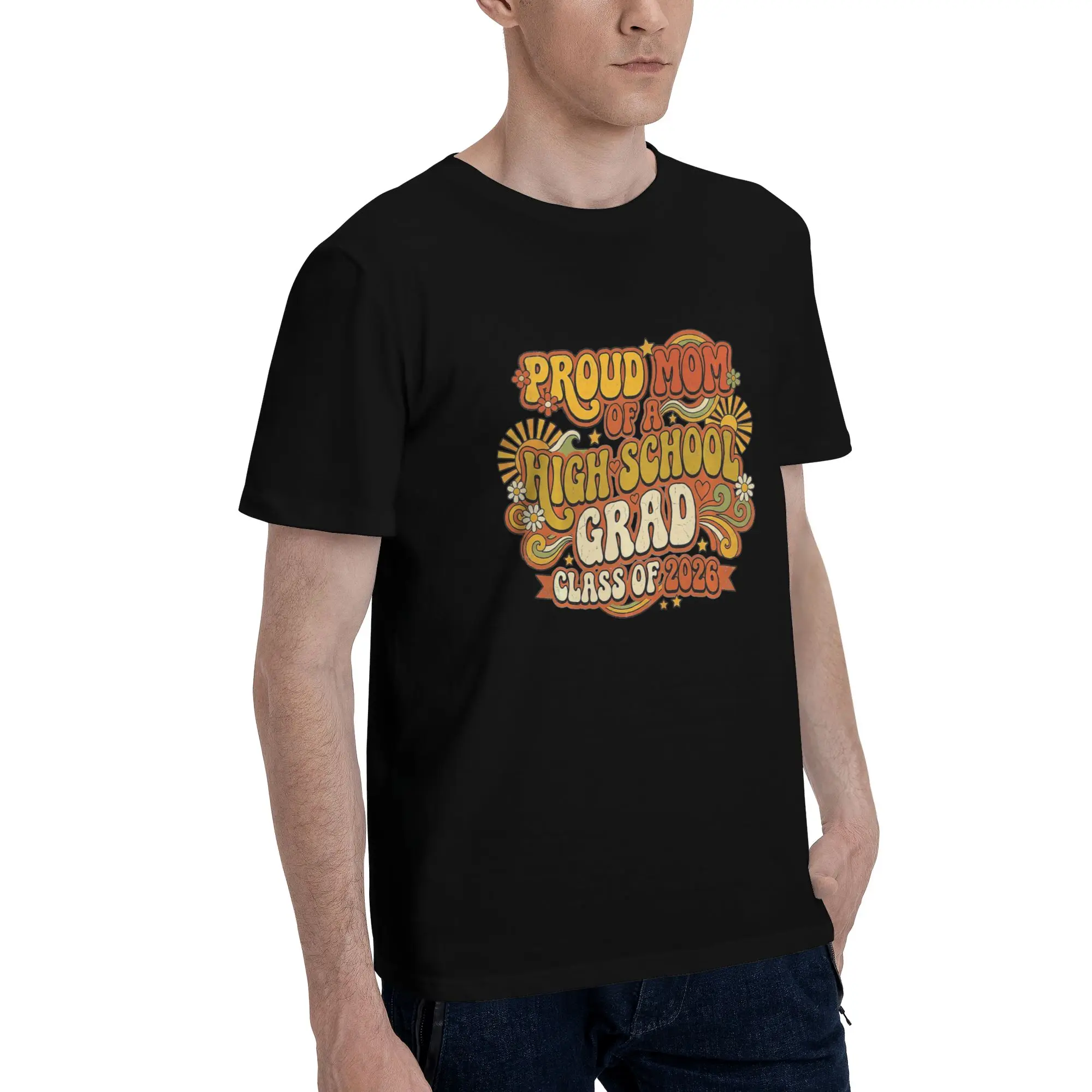 Super Proud Mother of a High School Grad  Funny Graphic 100% Cotton T-Shirt class of 2026 Tops Tees For Men