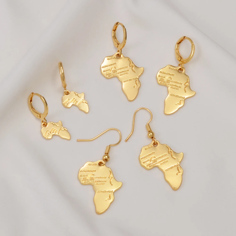 Anniyo African Map Earrings for Women Girls Kids Christmas and New Year Gifts Jewelry #205116