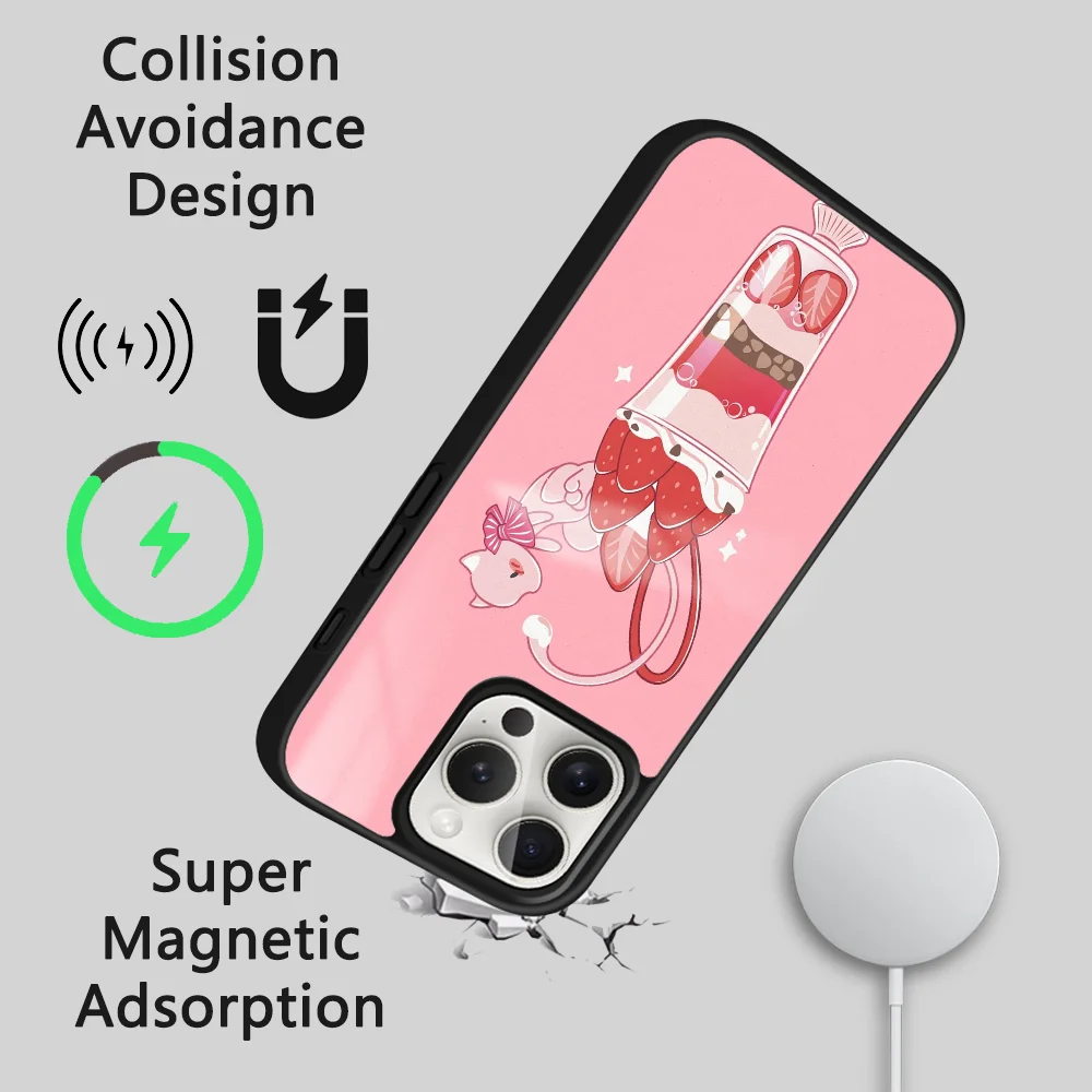 Sundae Mewtwo casing ponsel lucu, penutup magnetik nirkabel cermin Magsafe Mini untuk iPhone 16 15 14 13 12 11 Pro Max Plus