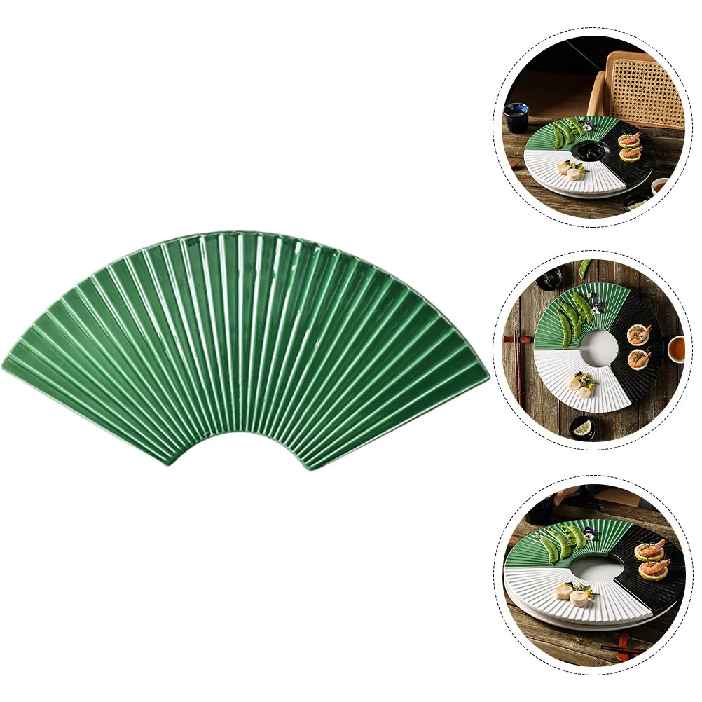 

Fan-Shaped Ceramic Sushi Plate Elegant Smooth Surface Dish for Sushi Sashimi Grilled Fish Appetizers Snack Dessert Serving